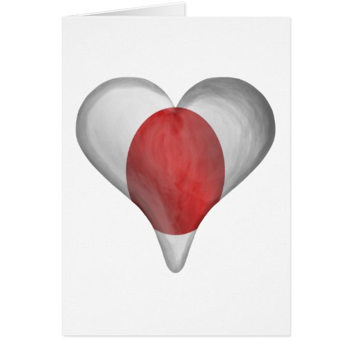 Bandera japonesa en un corazón tarjetón