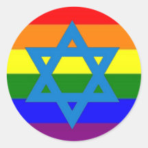 Bandera judía del orgullo gay pegatinas redondas
