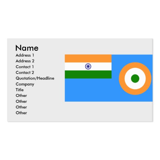 Bandera la fuerza aérea india, la India Tarjetas Personales