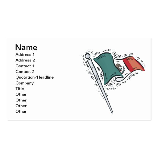 Bandera mexicana tarjeta de negocio