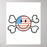 bandera pirata del smiley de la bandera americana poster