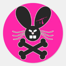 Bandera pirata malvada del conejito de Emo Pegatina