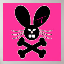 Bandera pirata malvada del conejito de Emo Posters