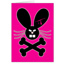 Bandera pirata malvada del conejito de Emo Tarjetas