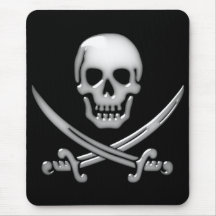 Bandera pirata vidriosa del cráneo y de la espada  alfombrillas de ratón