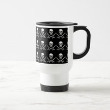 Bandera pirata vidriosa del cráneo y de la espada  tazas