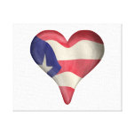 Bandera puertorriqueña en un corazón impresion en lona