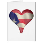 Bandera puertorriqueña en un corazón tarjeta