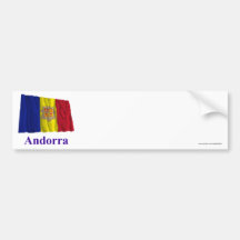 Bandera que agita de Andorra con nombre Etiqueta De Parachoque