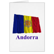 Bandera que agita de Andorra con nombre Tarjetas