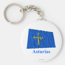 Bandera que agita de Asturias con nombre Llaveros Personalizados