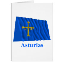Bandera que agita de Asturias con nombre Felicitación