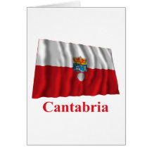 Bandera que agita de Cantabria con nombre Tarjeta