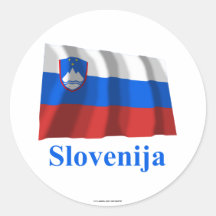 Bandera que agita de Eslovenia con nombre en eslov Etiquetas