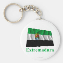 Bandera que agita de Extremadura con nombre Llaveros