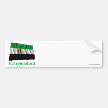 Bandera que agita de Extremadura con nombre Etiqueta De Parachoque
