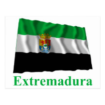 Bandera que agita de Extremadura con nombre Postal