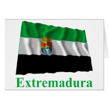 Bandera que agita de Extremadura con nombre Tarjetón