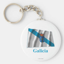 Bandera que agita de Galicia con nombre Llavero