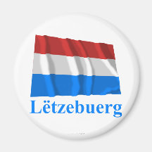 Bandera que agita de Luxemburgo con nombre en Luxe Imanes De Nevera