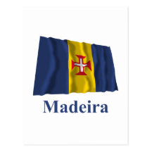 Bandera que agita de Madeira con nombre Postal