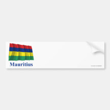 Bandera que agita de Mauricio con nombre Pegatina De Parachoque