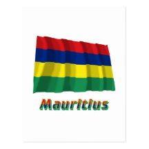 Bandera que agita de Mauricio con nombre Postales