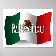 Bandera que agita de México Poster