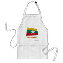 Bandera que agita de Myanmar con nombre Delantal