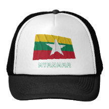 Bandera que agita de Myanmar con nombre Gorros Bordados