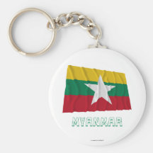 Bandera que agita de Myanmar con nombre Llavero Personalizado