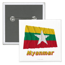 Bandera que agita de Myanmar con nombre Pins