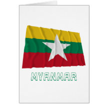Bandera que agita de Myanmar con nombre Tarjeton