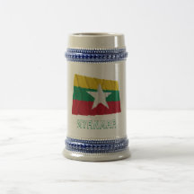 Bandera que agita de Myanmar con nombre Tazas De Café