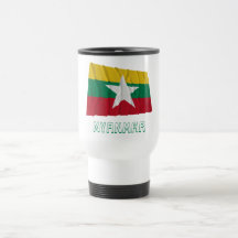Bandera que agita de Myanmar con nombre Taza