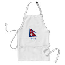 Bandera que agita de Nepal con nombre en Nepali Delantales