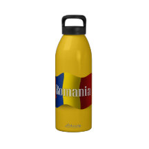 Bandera que agita de Rumania Botella De Agua Reutilizable