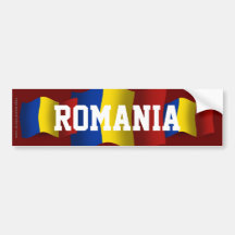 Bandera que agita de Rumania Etiqueta De Parachoque