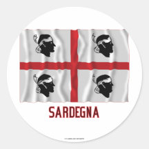 Bandera que agita de Sardegna con nombre Pegatina