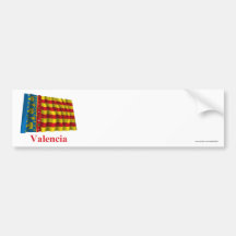Bandera que agita de Valencia con nombre Pegatina De Parachoque
