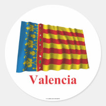 Bandera que agita de Valencia con nombre Pegatinas