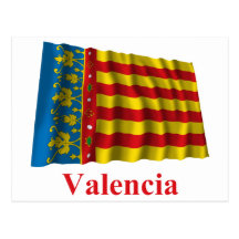 Bandera que agita de Valencia con nombre Postales