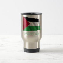 Bandera que agita del movimiento palestino con nom tazas de café