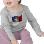 Bandera que agita Italiano-Americana Camisetas