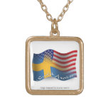 Bandera que agita Sueco-Americana Pendientes