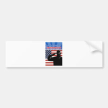 Bandera que saluda del soldado del veterano americ etiqueta de parachoque