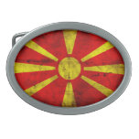 Bandera resistida de Macedonia Hebilla De Cinturon Oval