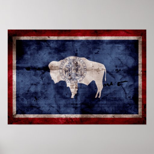 Bandera resistida de Wyoming Poster