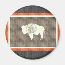 Bandera retra de Wyoming del vintage Imanes De Nevera