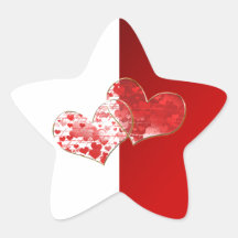 Bandera roja y blanca del amor colcomanias forma de estrellaes